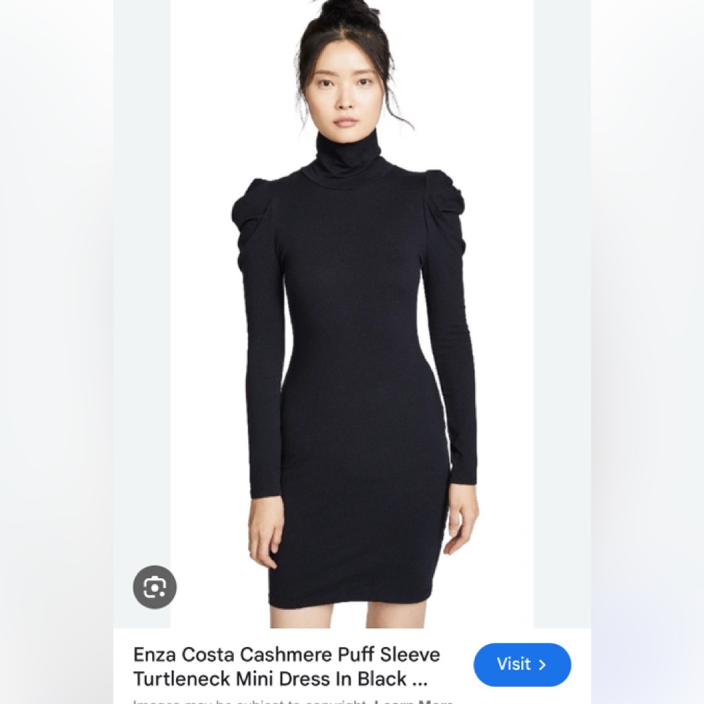 NWOT Enza Costa Revolve Black Puff Sleeve Dress Mini Dress - S